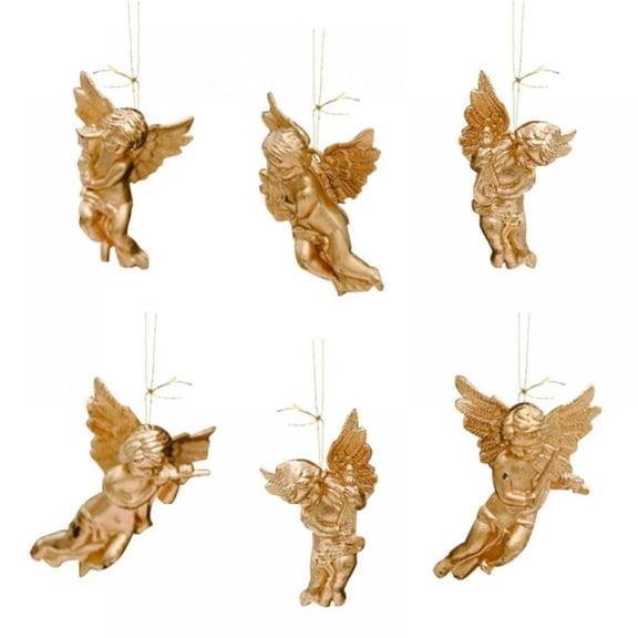 6Pcs Christmas Angel Ornament Mini Angel Cherub Christmas Tree Decorations Miniature Angels Figurine Xmas Hanging Decors for DIY Wedding Party