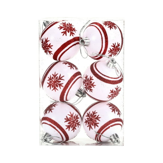 6Pcs Christmas Ball Ornaments, 2.36 Inch Shatterproof Xmas Tree Decorations, Plastic Baubles for Holiday, Party, Wedding, or Home Decor