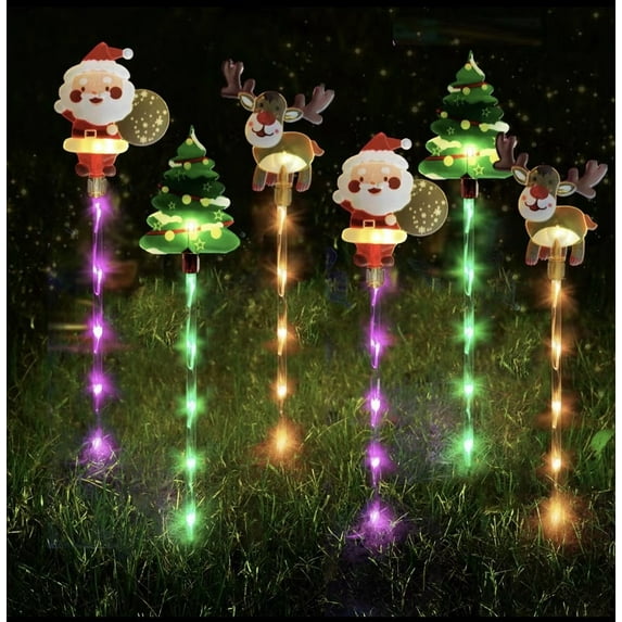 6Pcs Christmas Battery Lights Outdoor Waterproof, 17.7" Cute Christmas Decorations Battery Pathway LED Lights, Garden Decorations Lights, Christmas Ornaments Battery Nights Lights for Yard