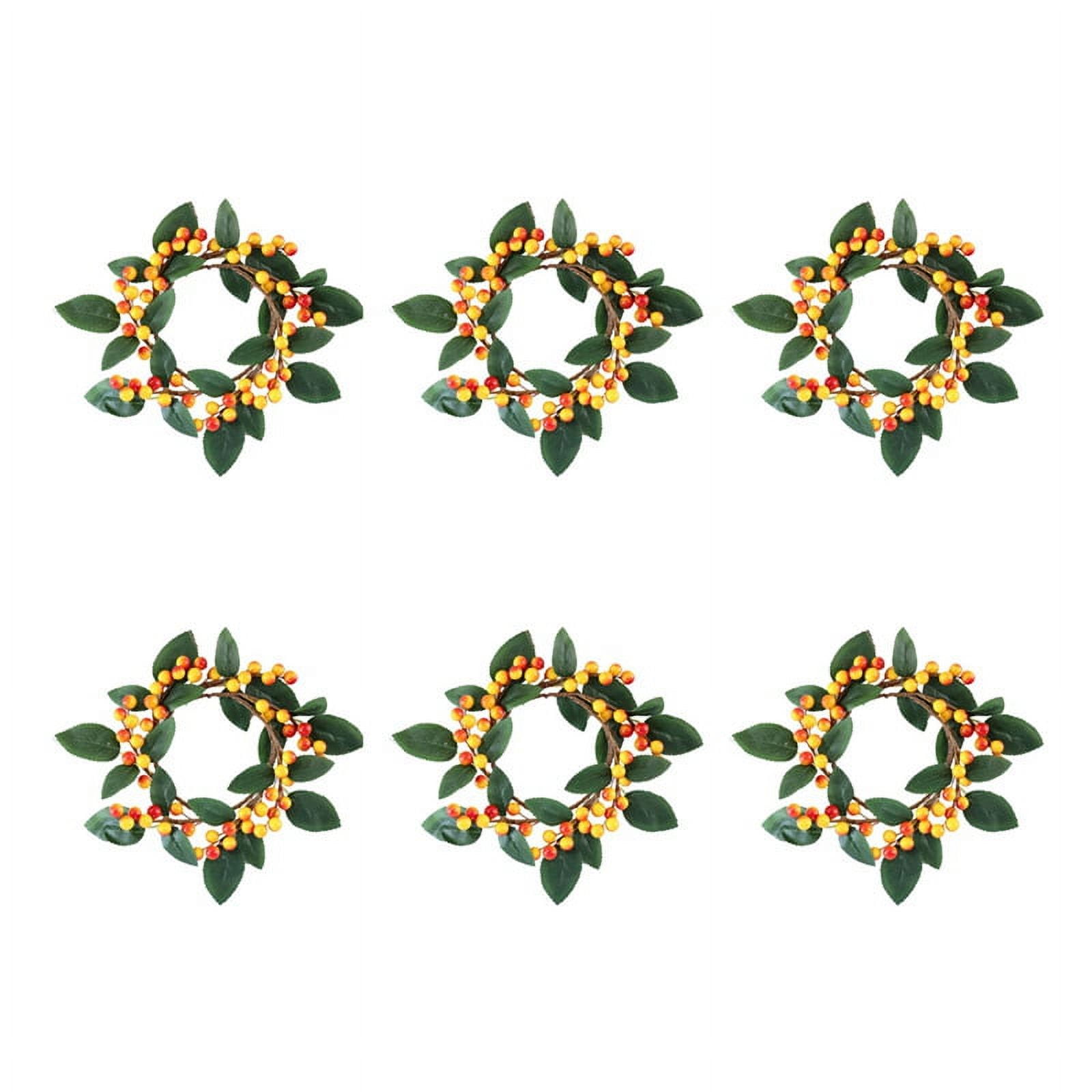 6Pcs Christmas Candle Rings Artificial Candle Rings for