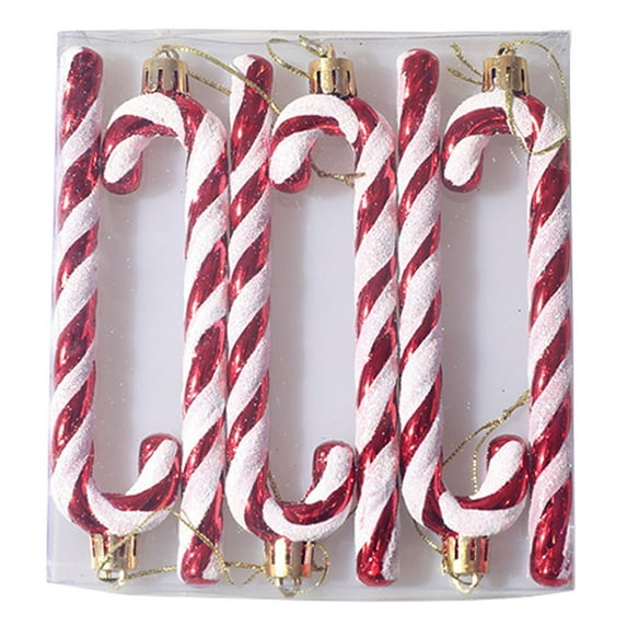 6Pcs Christmas Candy Cane Ornaments for Christmas Tree Decorations,5.5Inch Assorted Color Hanging Glitter Ornament with Golden Rope for Xmas New Year Holiday Festival Home Party Decor