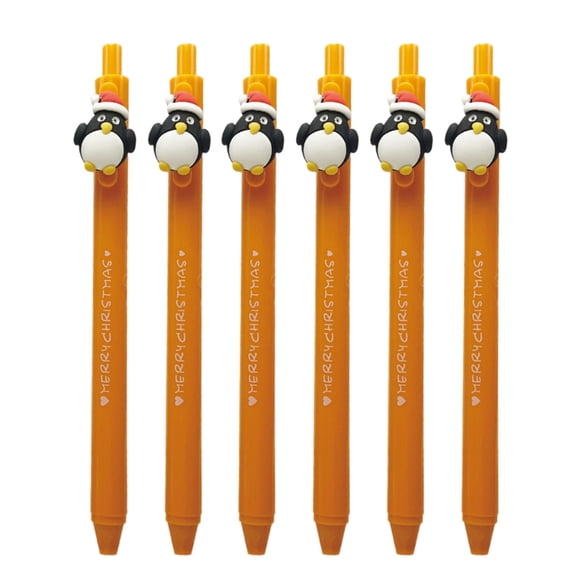 6Pcs Christmas Cartoon Gel Pen Retractable Gel Pen Quick Drying Write Smoothly