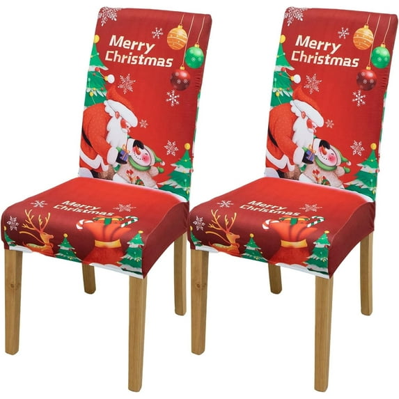 6Pcs Christmas Chair Covers for Dining Room Stretch Printed Xmas Kitchen Chair Covers/Christmas Seat Cover Covers Removable Dining Chair Slipcovers for Hotel, Christmas Ceremony, Banquet 13