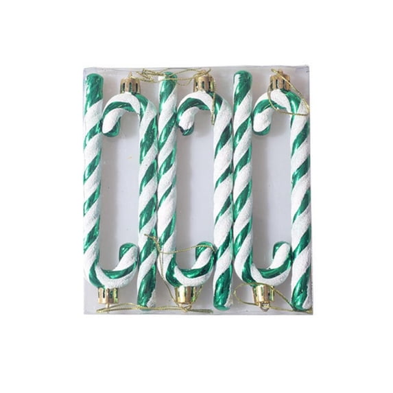 Xinhuaya 6 Pack of Glitter Christmas Plastic Candy Cane Christmas Tree Hanging Ornaments for Holiday Party Decoration Favors