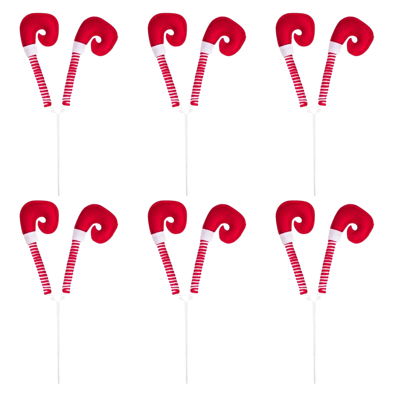 6Pcs Christmas Elf Leg Picks Xmas Tree Ornaments Plush Stuffed Striped