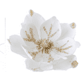 thumbnail image 1 of 6Pcs Christmas Flower Magnolia Flowers 9.5" Artificial Poinsettia Stems Glitter Fake Magnolia Christmas Tree Decorations DIY Ornaments for Xmas Tree Party Wedding Holiday Decor, 1 of 6