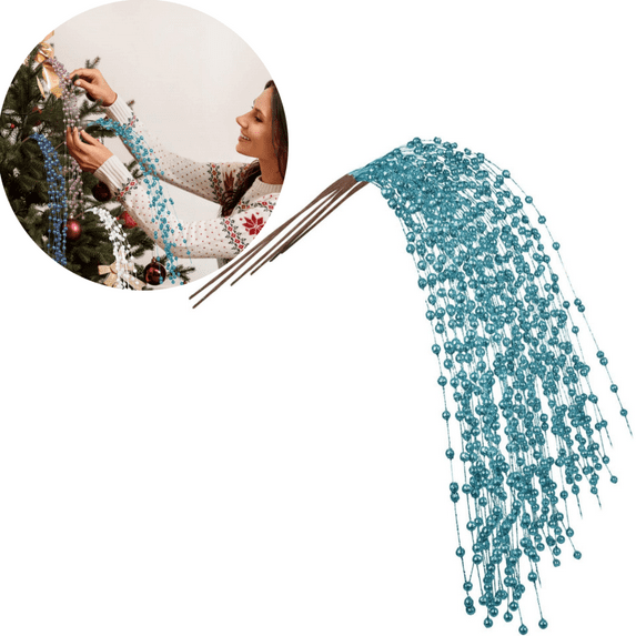 6Pcs Christmas Glitter Berry Stems, 30" Fake Christmas Weeping Willow Berries Picks for Christmas Tree Decorative Glittery Bead Sticks Branches for DIY Wreath Crafts Vase Home Decor, Gold