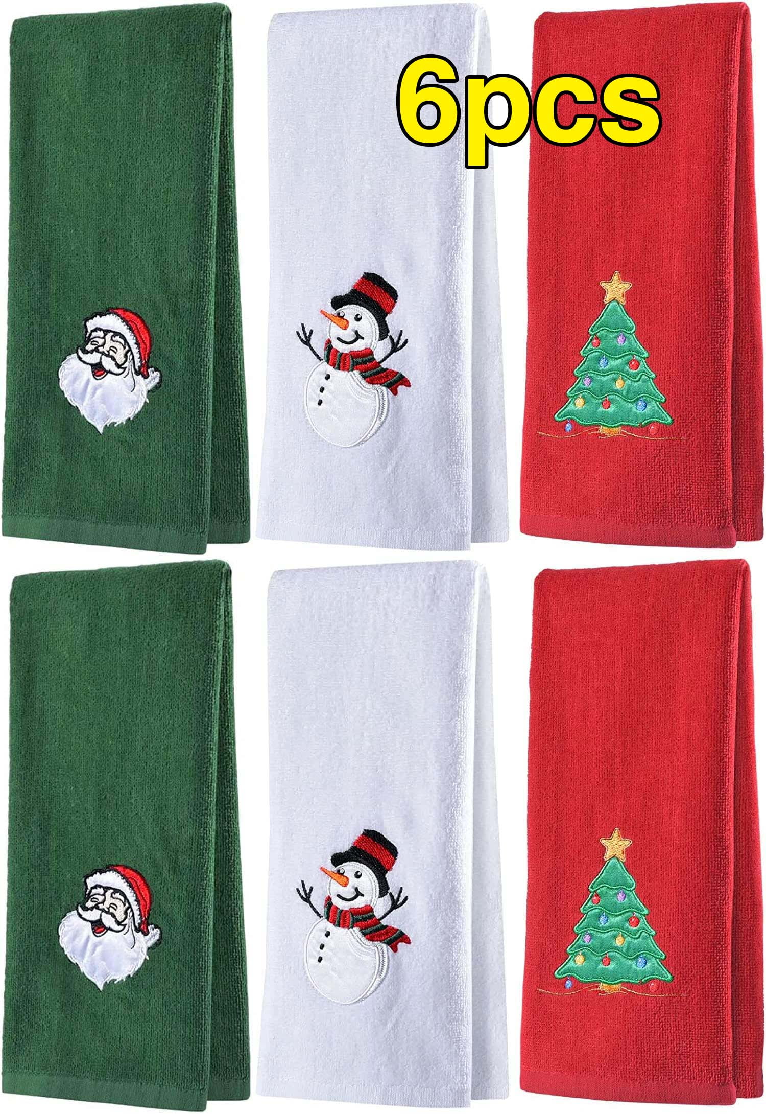 QUGRL White Christmas Trees Towels Set of 3 Snow on Black Super Soft Luxury  Bath Towel Decorative Hand Towels Cotton Washcloths for Bathroom Kitchen