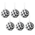 thumbnail image 1 of 6Pcs Christmas Hanging Ball Tree Balls Ornament Diameter 2.7'' Buffalo Plaid Ball Tree Farmhouse Ornaments for Holiday Party Decor(White, Black), 1 of 6