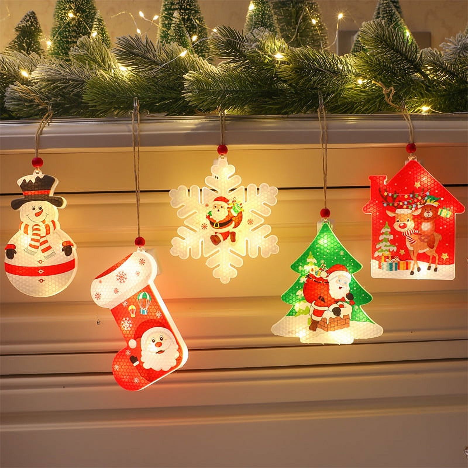 6Pcs Christmas Light Hanging Ornaments Xmas Decorative Accent Ornaments