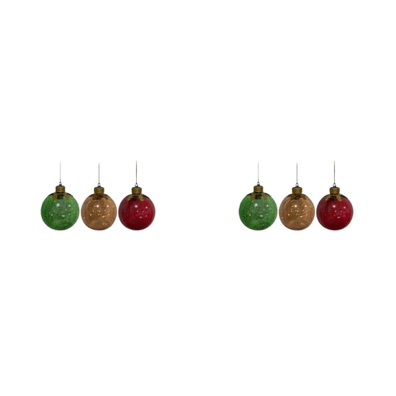 6Pcs Christmas Lighted Ball, Outdoor Hanging Sphere Lights - LED Starlight Sphere with Mercury Finish for Tree, Porch, Gazebo, and Bedroom Festive Decor