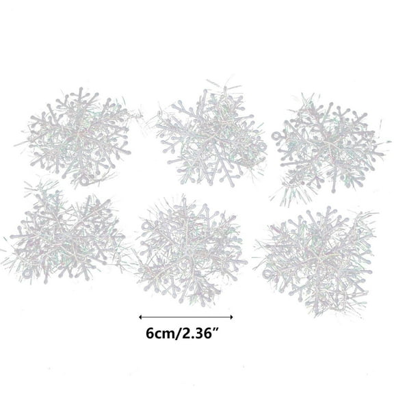 Taicans 6Pcs Christmas Silver Snowflake Ornaments Plastic Glitter Snow Flakes Ornaments for Christmas Tree Winter Indoor Outdoor Window Giant Craft Hanging Snowflakes Decorations,2.4in