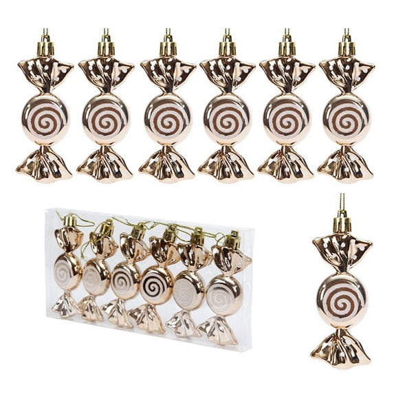 6Pcs Christmas Spiral Candy Ornaments Colorful Glossy Christmas Tree Decorations Hanging Sweets Decor for Holiday Home Xmas Party Winter Wonderland Setup