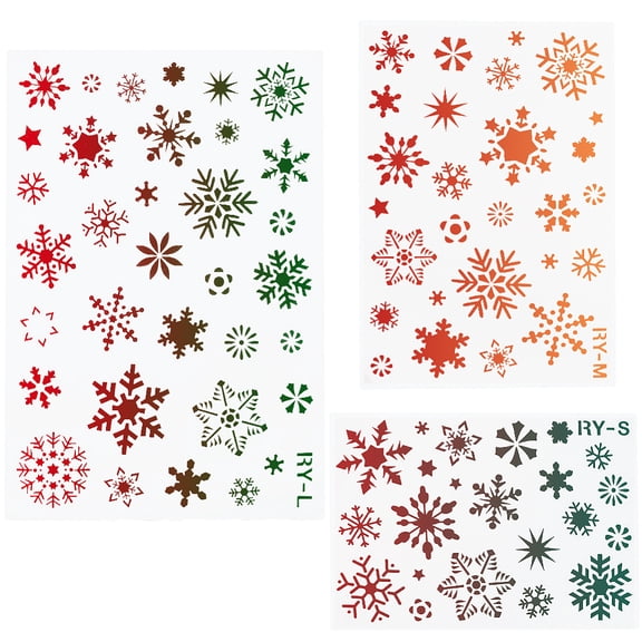 6Pcs Christmas Theme Hollow Out Drawing Stencils Templates for Painting on Scrapbook Fabric Tiles Floor Furniture Wood Snowflake 178~376x127~260x0.3mm