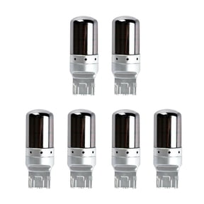 6Pcs Chrome 7440 T20 144SMD Amber Canbus Error Free LED Lamp Bulb Turn Signal Light,6 x Turn Signal Light,silver
