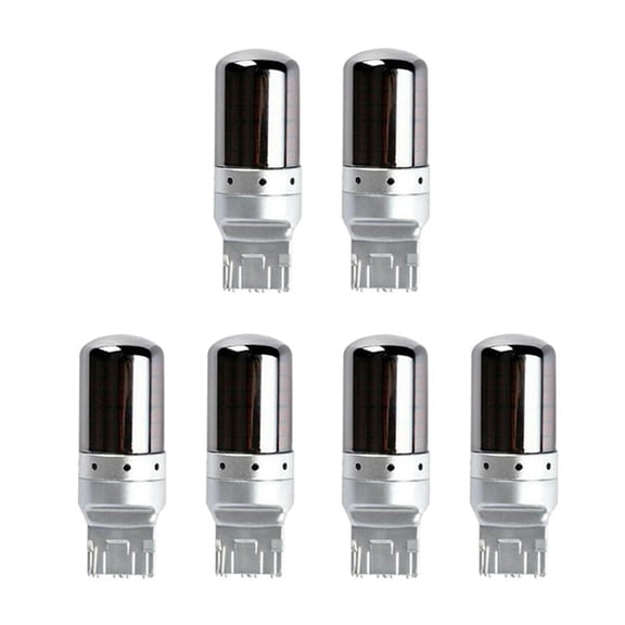 6Pcs Chrome 7440 T20 144SMD Amber Canbus Error Free LED Lamp Bulb Turn Signal Light,6 x Turn Signal Light,silver