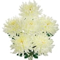 thumbnail image 1 of 6Pcs Chrysanthemum Artificial Flowers 26'' Long Stem Fake Mum Flowers Bouquet Cream White,6"dia Large Flower Heads, 1 of 6
