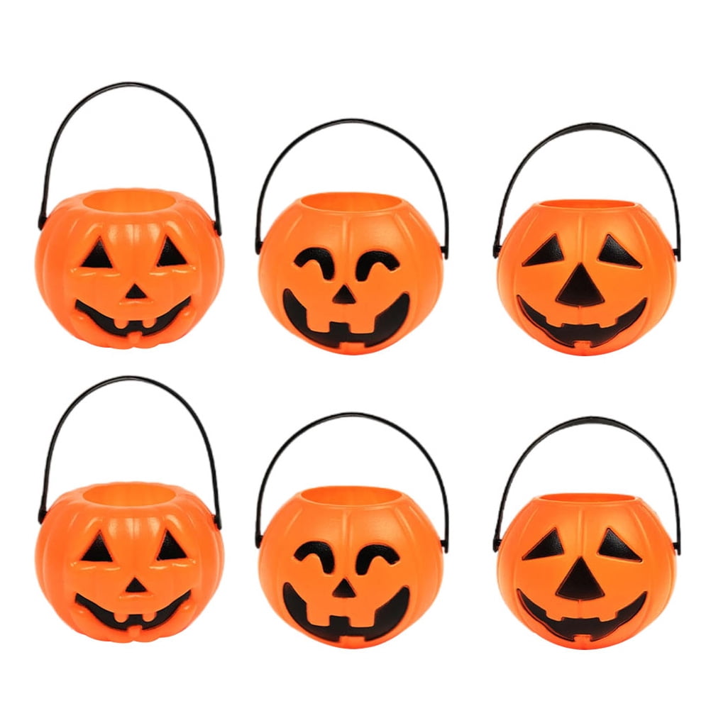 6Pcs Classic Halloween Pumpkin Buckets Creative Pumpkin Candy Holders ...