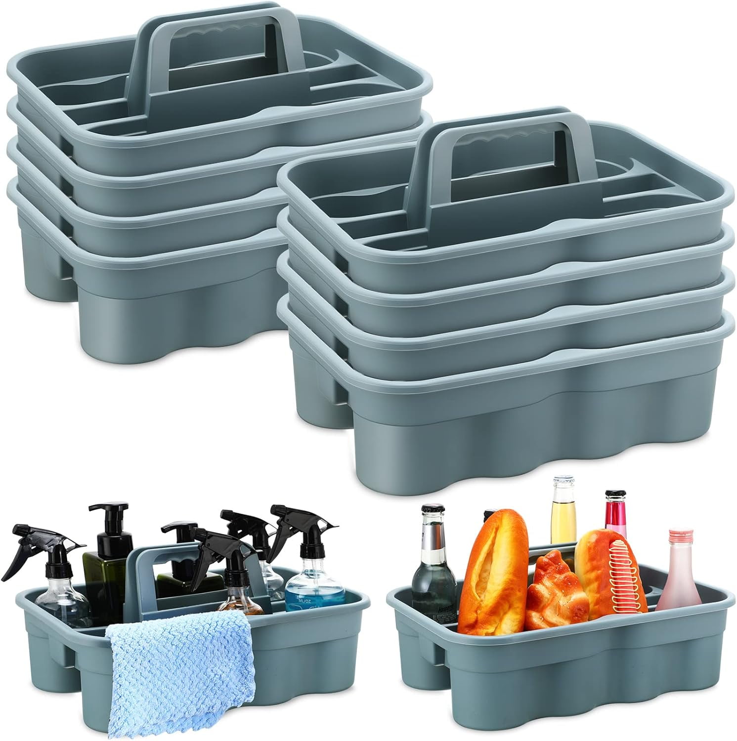 6Pcs Cleaning Supplies Caddy Basket Organizer Large Plastic Shower ...