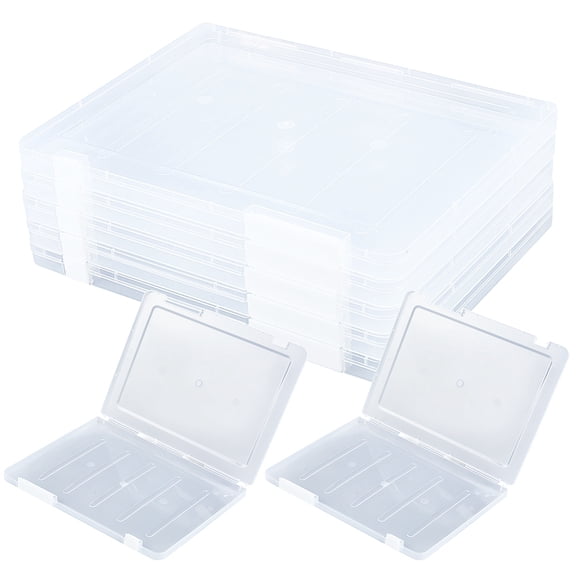 6Pcs Clear A4 File Portable Project Case Plastic Storage Box for 8.5" x 11" Letter Paper Documents Magazines Holder with Buckle Art Supplies