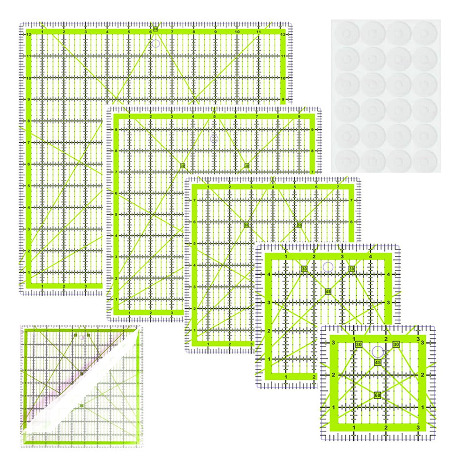 6Pcs Clear Acrylic Sewing Ruler Quilting Patchwork Templates Ruler for Fabric Cutting Sewing Measuring Dressmaking Craft