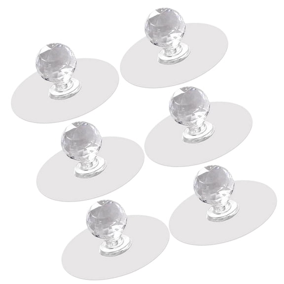 6Pcs Clear Stick on Drawer Handles Adhesive Dresser Knobs Easy Install No Drilling