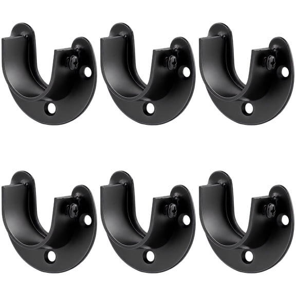 6 Pack Heavy-Duty Stainless Steel Closet Rod Brackets - U-Shape Support Holders for 1 Inch Rods (Fits 25-30mm), 220lb Capacity, for Closet, Shower & Shelving