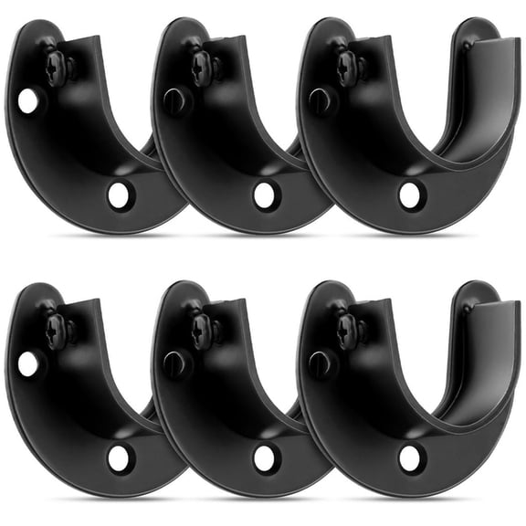 6 Pack Heavy-Duty Stainless Steel Closet Rod Brackets - U-Shape Support Holders for 1 Inch Rods (Fits 25-30mm), 220lb Capacity, for Closet, Shower & Shelving