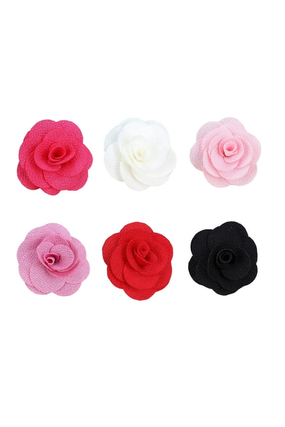6Pcs Cloth Art Camellia Flower Brooches Pins Set Fashion Beautiful Fabrics Floral Brooch Set Good Idea for Party Dance Wedding Banquet for Elegant Women Men