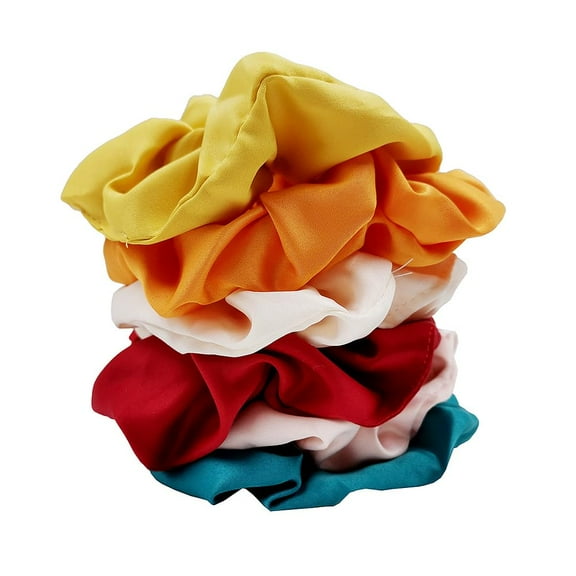 6Pcs Cloth Hair Accessories Scrunchie Scrunchy Ponytail Holder Elastic Hair Ties Mixed Color 5.51x1.97 Inch for DIY