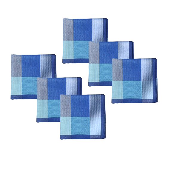 6Pcs Cloth Men's Pocket Square Hankies Bandanas Assorted classic Hanky for Party Dark Blue