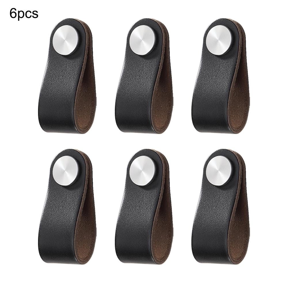 6Pcs Colored Leather Handle Drawer Door Handle Leather Handle