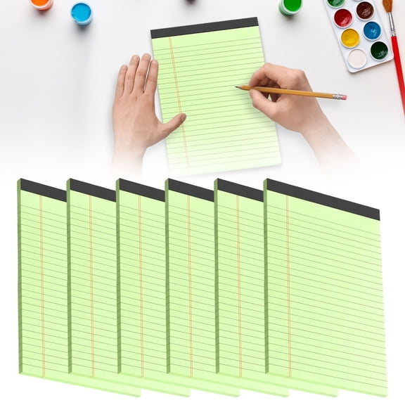 6Pcs Colored Note Pads, Perforated Writing Lined Paper College Ruled, Note Paper for To Do List, Green