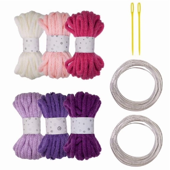 6Pcs Colorful Polyester Rope 7mmX5Meters Hollow Braided Rope For Art Craft