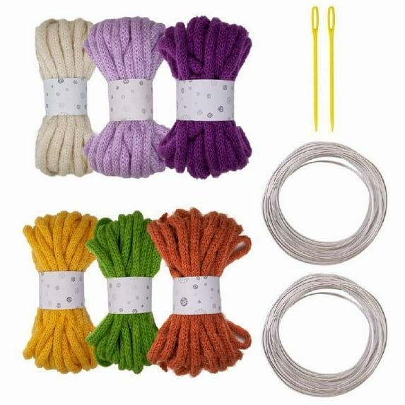 6Pcs Colorful Polyester Rope 7mmX5Meters Hollow Braided Rope For Art Craft