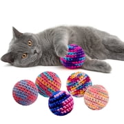 6Pcs Colorfull Woolen Cat Toys Jingle Bell Balls, Hand-Made Knitted Yarn Cats Ball Toy with Bell Inside, Kitten Indoor Interactive Toys for Hunting/Kicking/Chasing