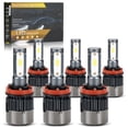 thumbnail image 1 of 6Pcs Combo 6000K White Aluminum Housing LED COB Headlights High+Low Beam+Fog Lights Driving Lamps Bulbs Conversion Kit Pack of 6 Pair Replacement Fit Rogue Sentra Altima Tacoma Town & Country, 1 of 6