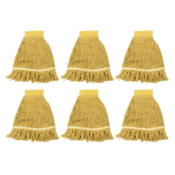 6Pcs Commercial Mop Head Replacement, Cotton String Mop Head, Wet Cleaning Mop Head Refills, Yellow