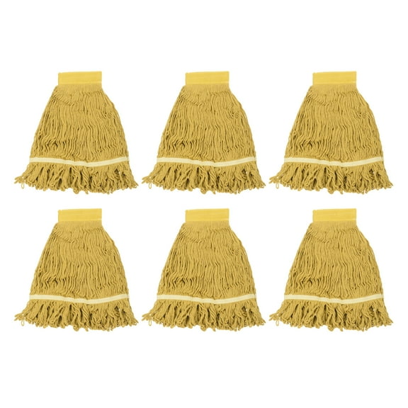 6Pcs Commercial Mop Head Replacement, Cotton String Mop Head, Wet Cleaning Mop Head Refills, Yellow
