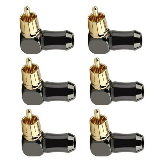 6Pcs Connector Audio Plug Male 90 Degree Right Angle Elbow Speaker Terminal Conector for Soldering Video Cable