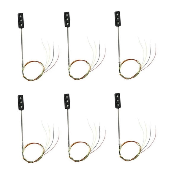 6Pcs Construction HO/OO Model 3-Light Traffic Lights Signal LED Circuit Model DIY for Architecture Street Train Railway