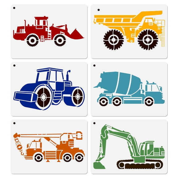 6Pcs Construction Vehicle Stencils