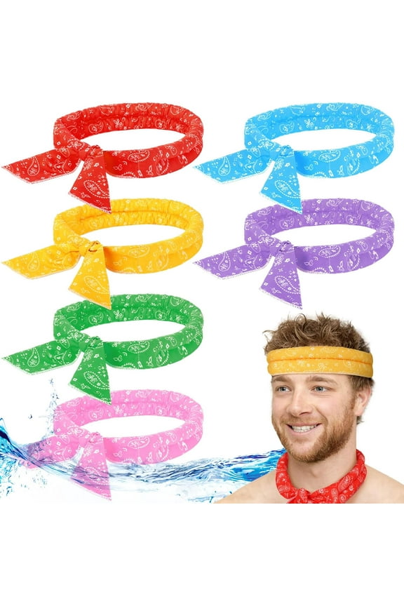 6Pcs Cooling Neck Wraps Cooler Ice Wrap Scarf Bandanas for Summer Women Men Walking Riding Outdoor