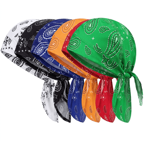 6Pcs Cooling Sweat-Wicking Do Rags, Soft Head Wraps for Outdoor & Motorcycle Use