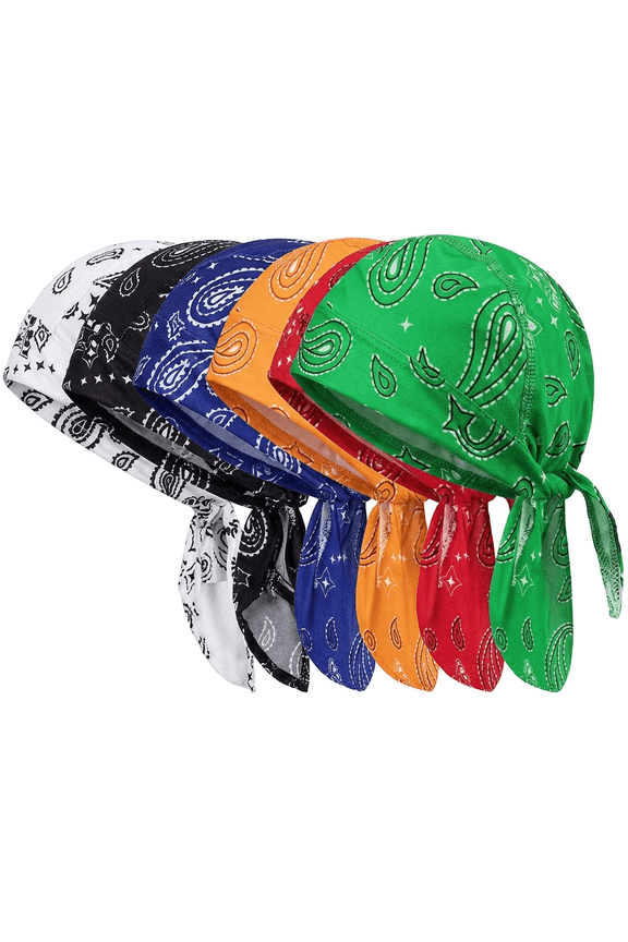 6Pcs Cooling Sweat-Wicking Do Rags, Soft Head Wraps for Outdoor & Motorcycle Use