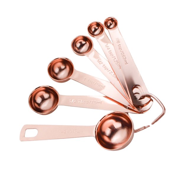 6Pcs Copper Color Stainless Steel Measuring Spoons with Comfortable Handle Design