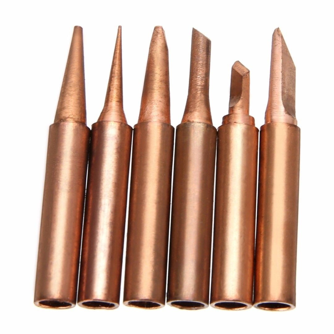 6pcs Copper Solder Iron Tips 900MT Lead Free Soldering Welding Tool