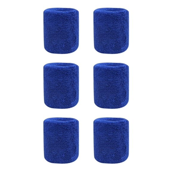 6Pcs Cotton Sports Wristbands, Hand Protection Sweatbands for Athletic Workout, Breathable Moisture Wicking Bands, Ideal for Exercise, Blue
