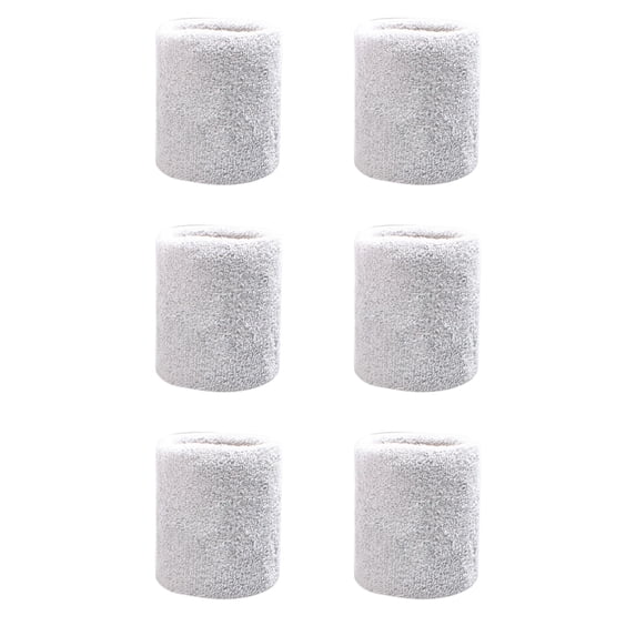 6Pcs Cotton Sports Wristbands, Hand Protection Sweatbands for Athletic Workout, Breathable Moisture Wicking Bands, Ideal for Exercise, Gray