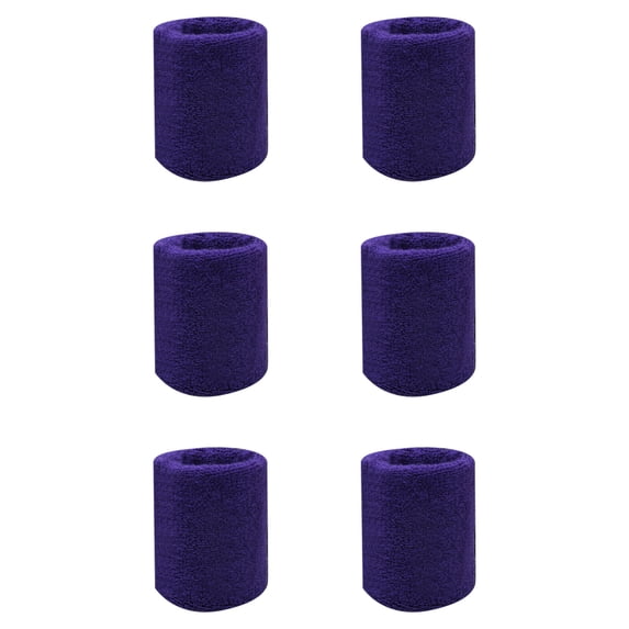 6Pcs Cotton Sports Wristbands, Hand Protection Sweatbands for Athletic Workout, Breathable Moisture Wicking Bands, Ideal for Exercise, Purple